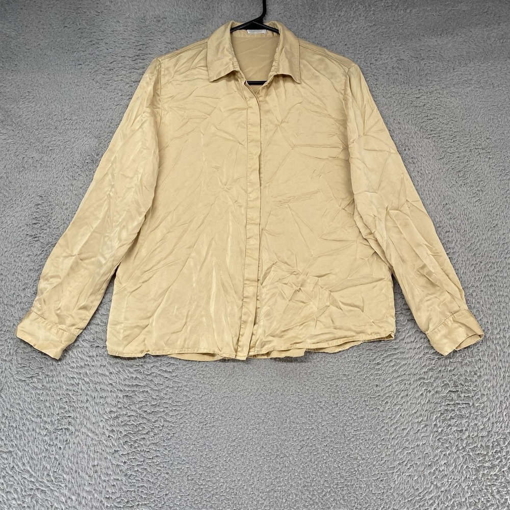 Lilysilk Silk Shirt Womens Large Blous Button Up Collared Minimalist Work Office
